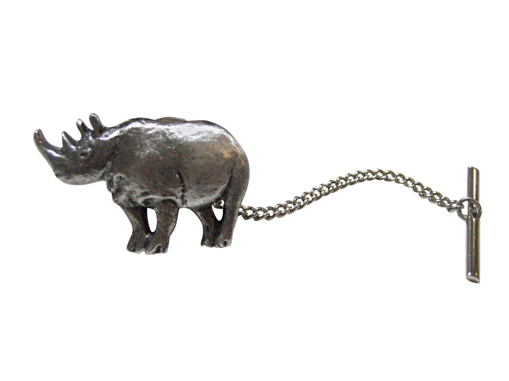 Silver Toned Rhino Tie Tack