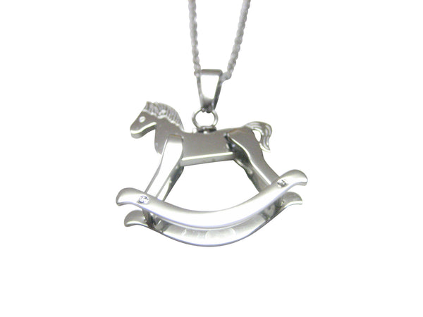 Silver Toned Rocking Horse Pendant Necklace