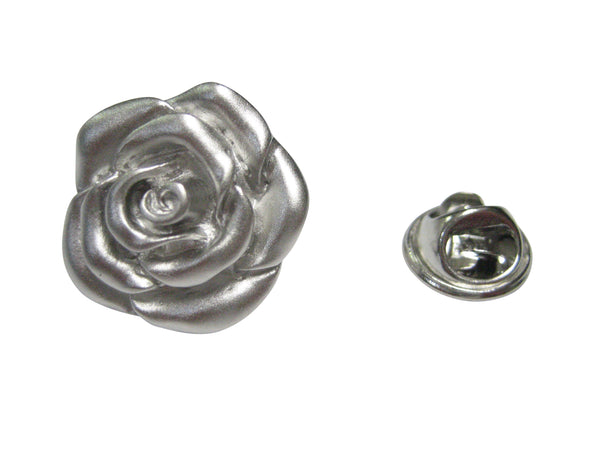 Silver Toned Rose Flower Lapel Pin