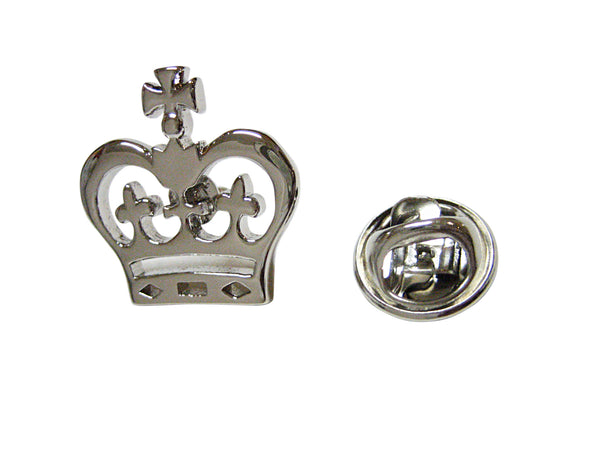 Silver Toned Round Crown Lapel Pin
