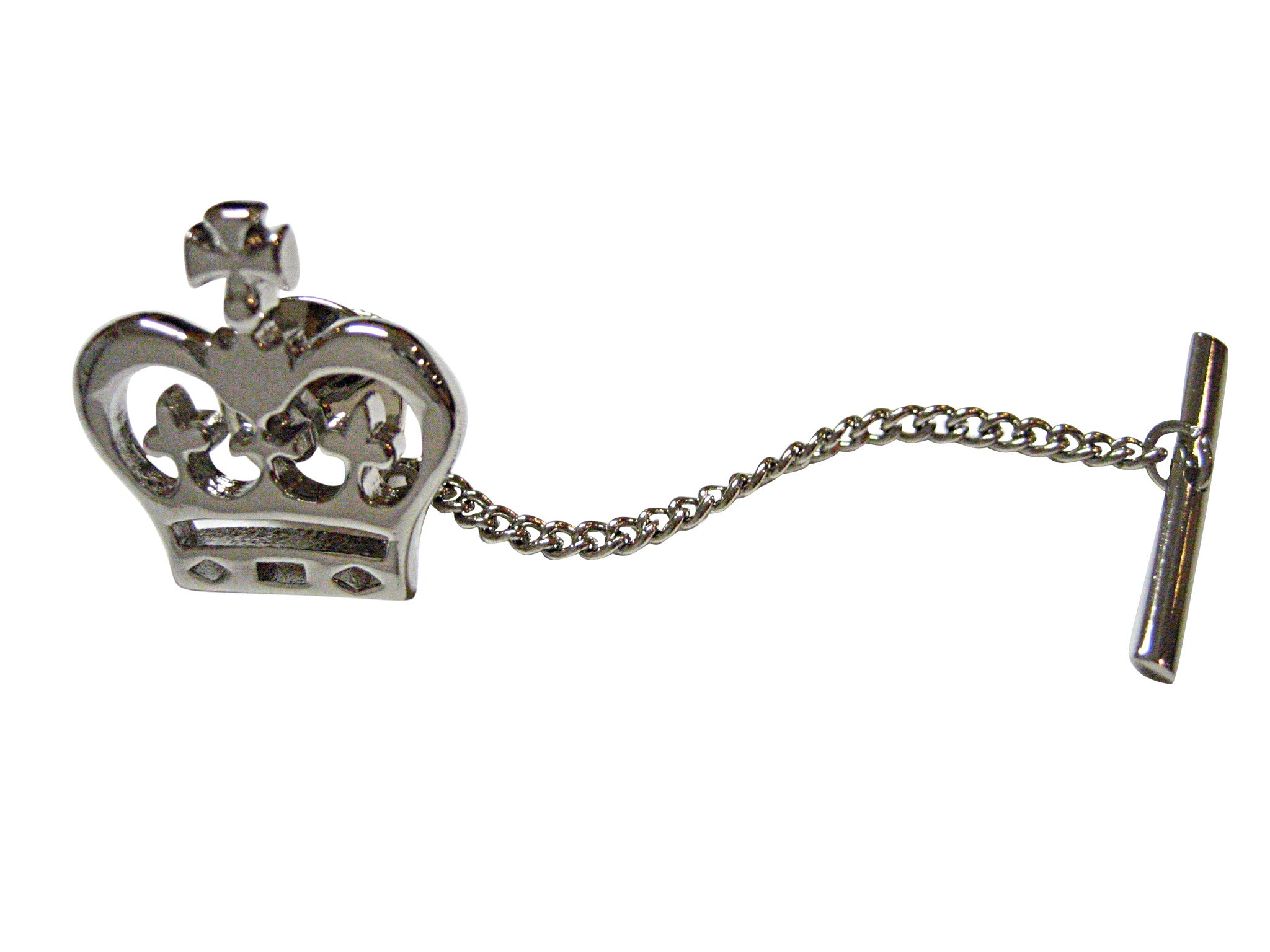 Silver Toned Round Crown Tie Tack