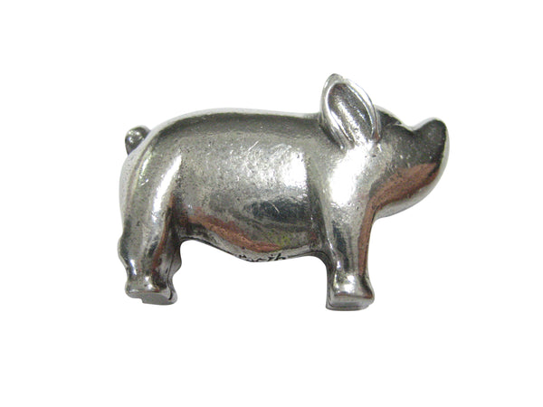 Silver Toned Round Fat Pig Magnet