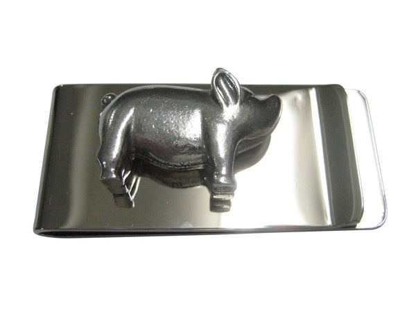 Silver Toned Round Fat Pig Money Clip