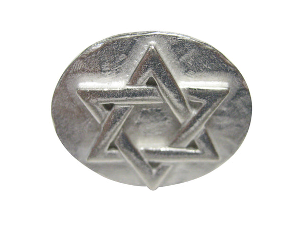 Silver Toned Round Jewish Religious Star of David Adjustable Size Fashion Ring