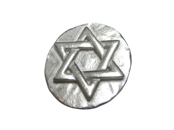 Silver Toned Round Jewish Religious Star of David Magnet
