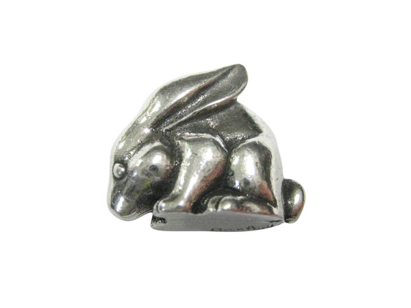 Silver Toned Round Rabbit Magnet