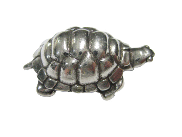 Silver Toned Round Turtle Tortoise Magnet