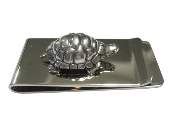 Silver Toned Round Turtle Tortoise Money Clip
