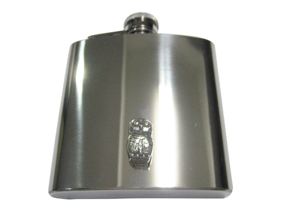 Silver Toned Rounded Owl Bird 6oz Flask