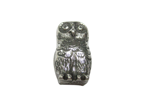 Silver Toned Rounded Owl Bird Magnet