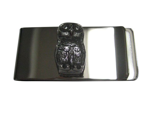 Silver Toned Rounded Owl Bird Money Clip