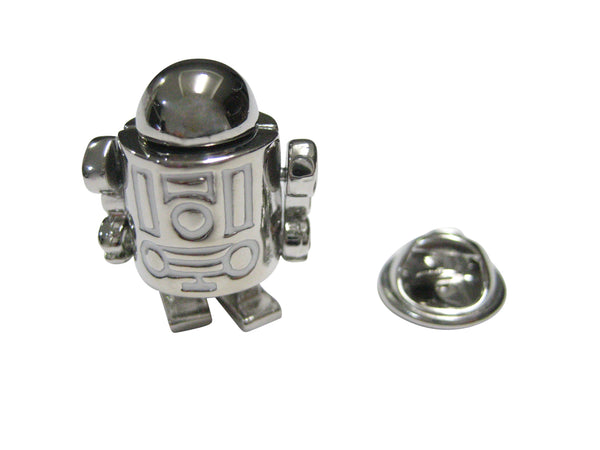Silver Toned Rounded Robot Lapel Pin