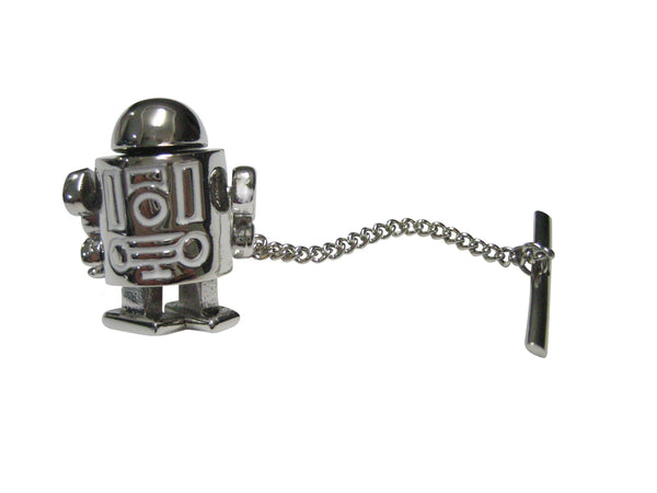 Silver Toned Rounded Robot Tie Tack