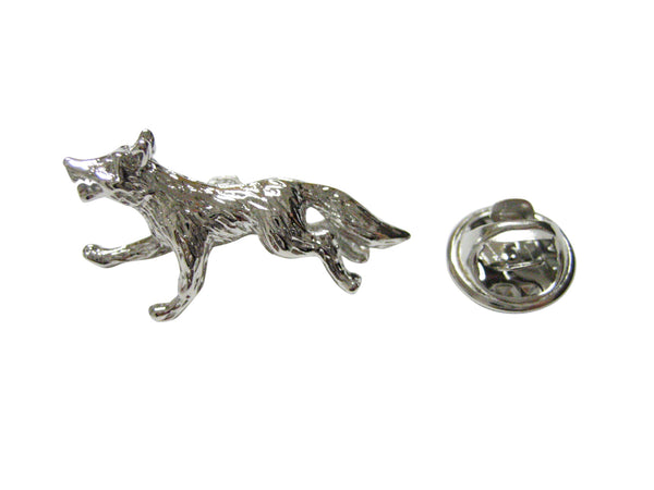 Silver Toned Running Fox Lapel Pin