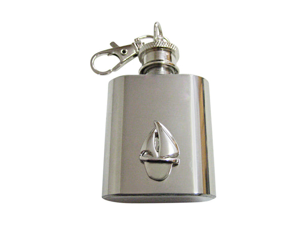 Silver Toned Sail Boat 1 Oz. Stainless Steel Key Chain Flask