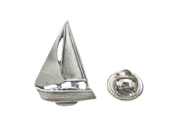 Silver Toned Sail Boat Lapel Pin