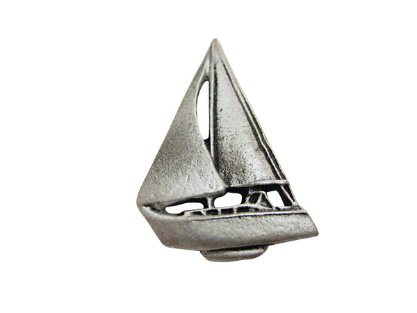 Silver Toned Sail Boat Magnet