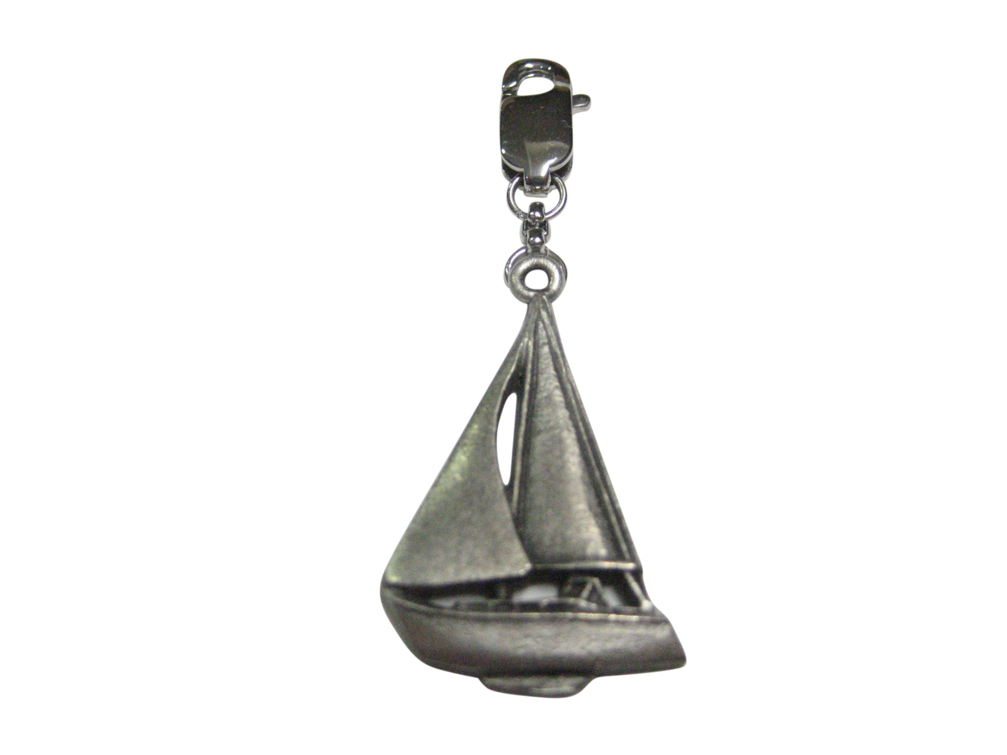 Silver Toned Sail Boat Pendant Zipper Pull Charm
