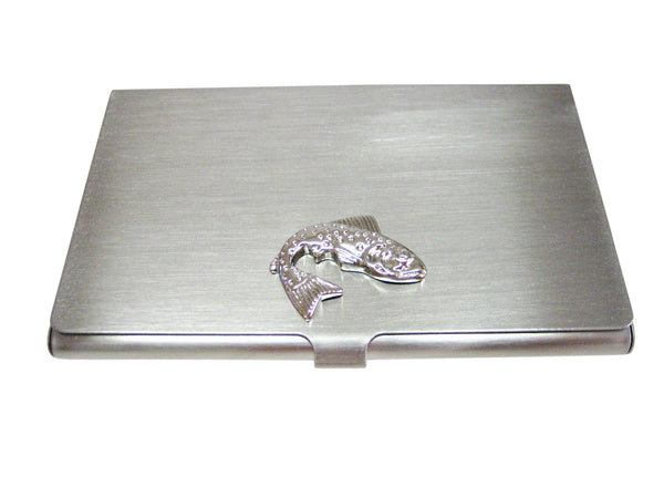 Silver Toned Salmon Fish Business Card Holder