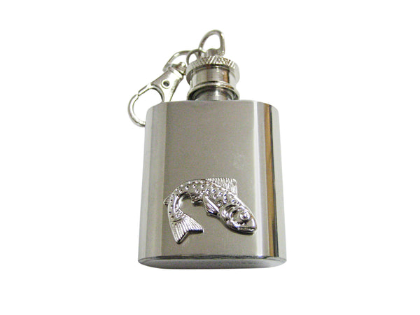 Silver Toned Salmon Fish 1 Oz. Stainless Steel Key Chain Flask