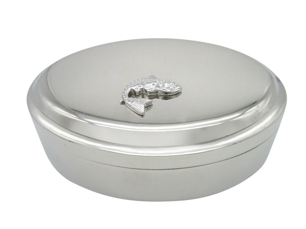 Silver Toned Salmon Fish Pendant Oval Trinket Jewelry Box