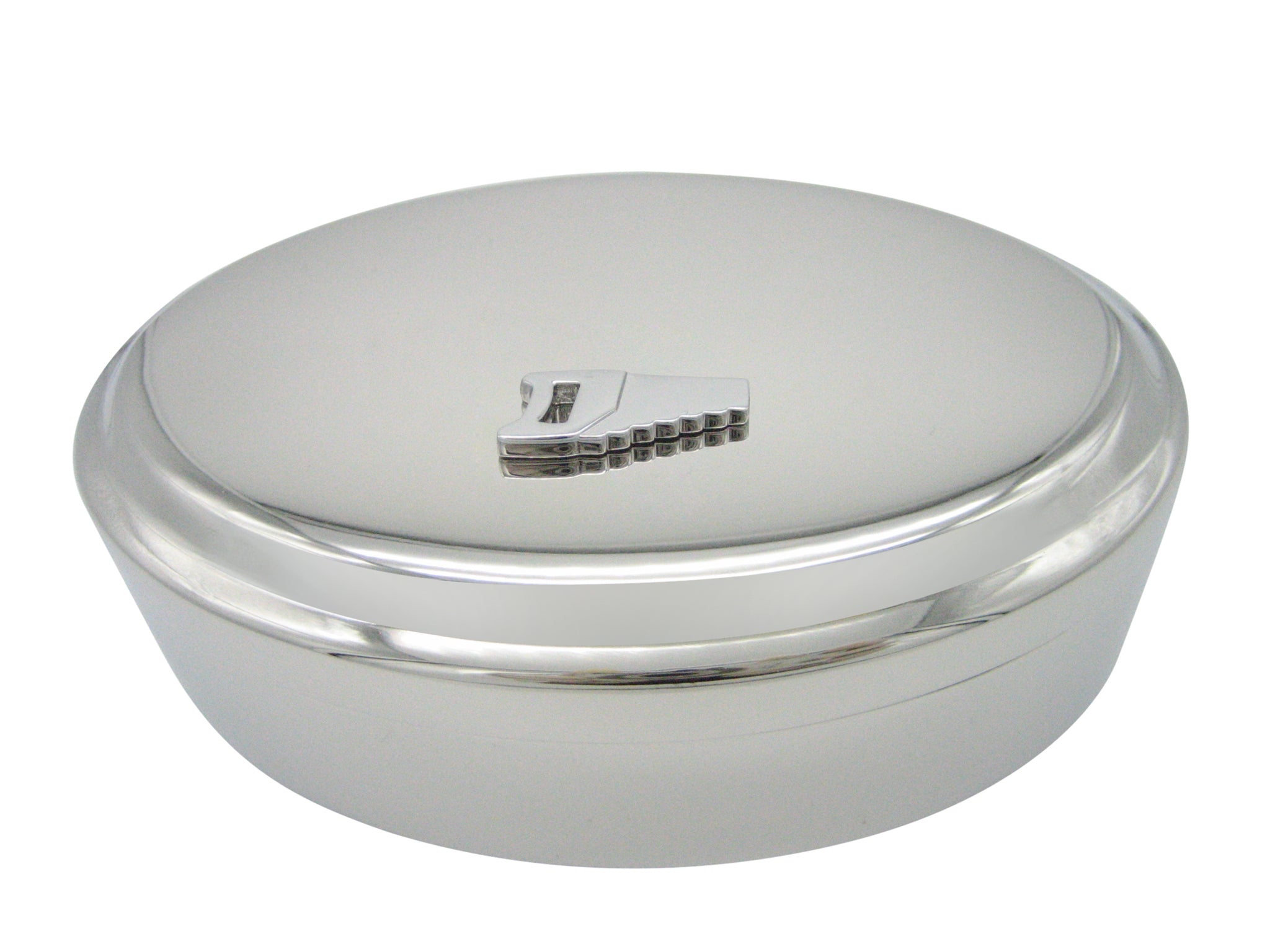 Silver Toned Saw Tool Pendant Oval Trinket Jewelry Box