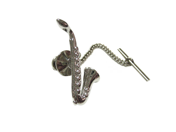 Silver Toned Saxophone Tie Tack