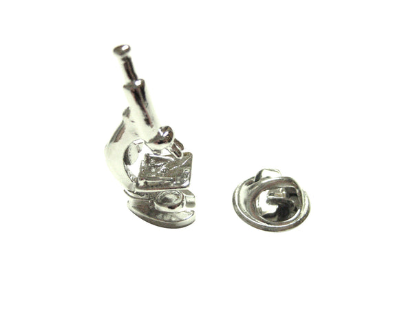 Silver Toned Scientific Microscope Lapel Pin