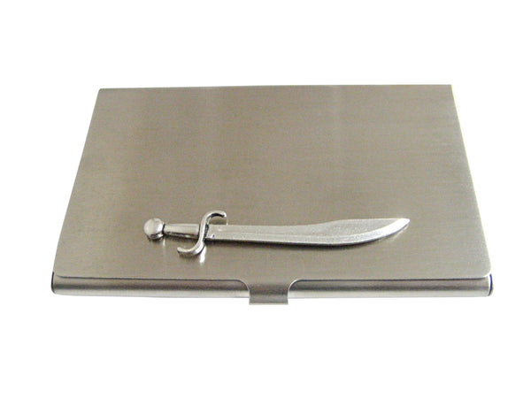 Silver Toned Scimitar Sword Business Card Holder