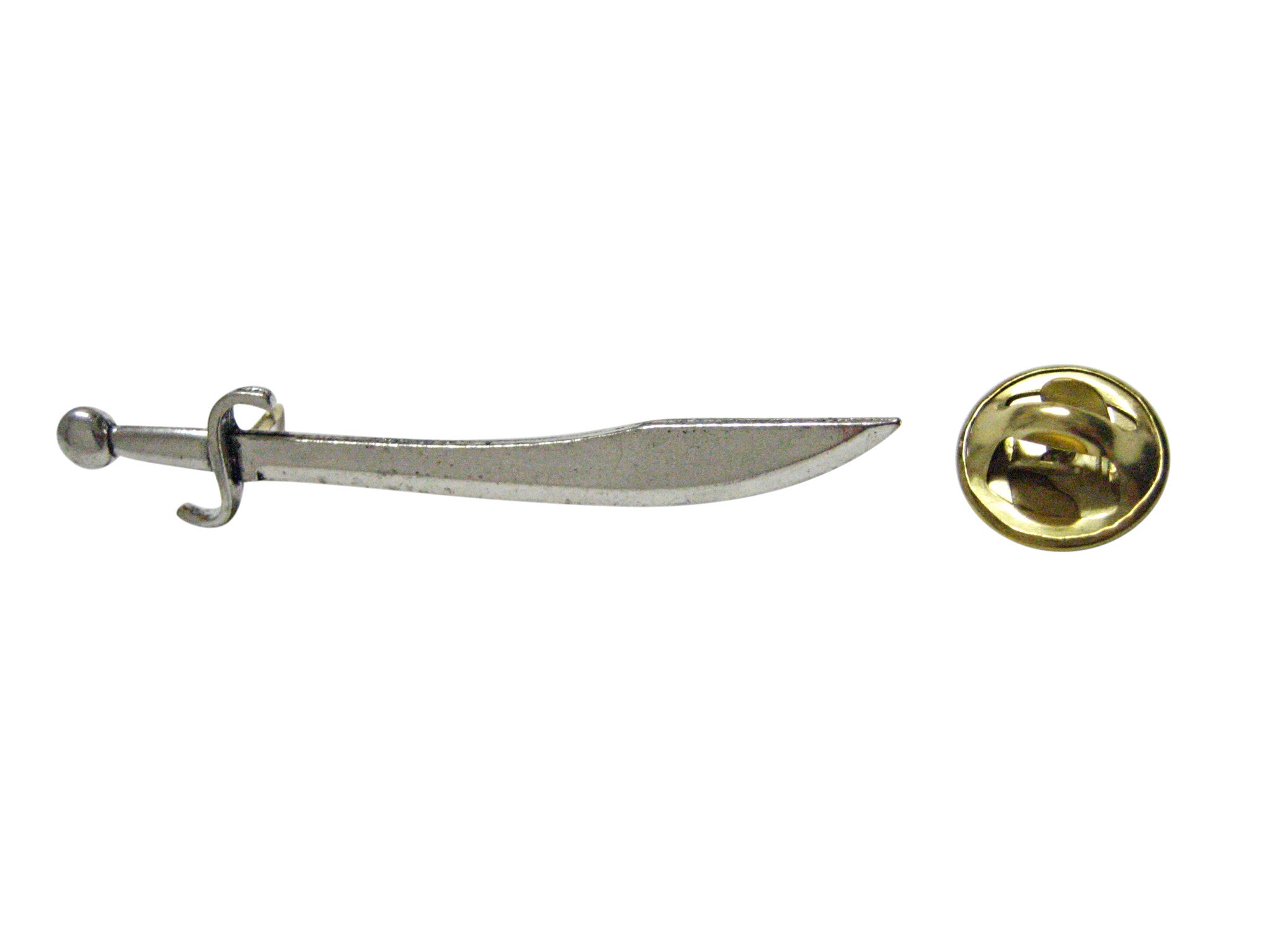 Silver Toned Scimitar Sword Lapel Pin