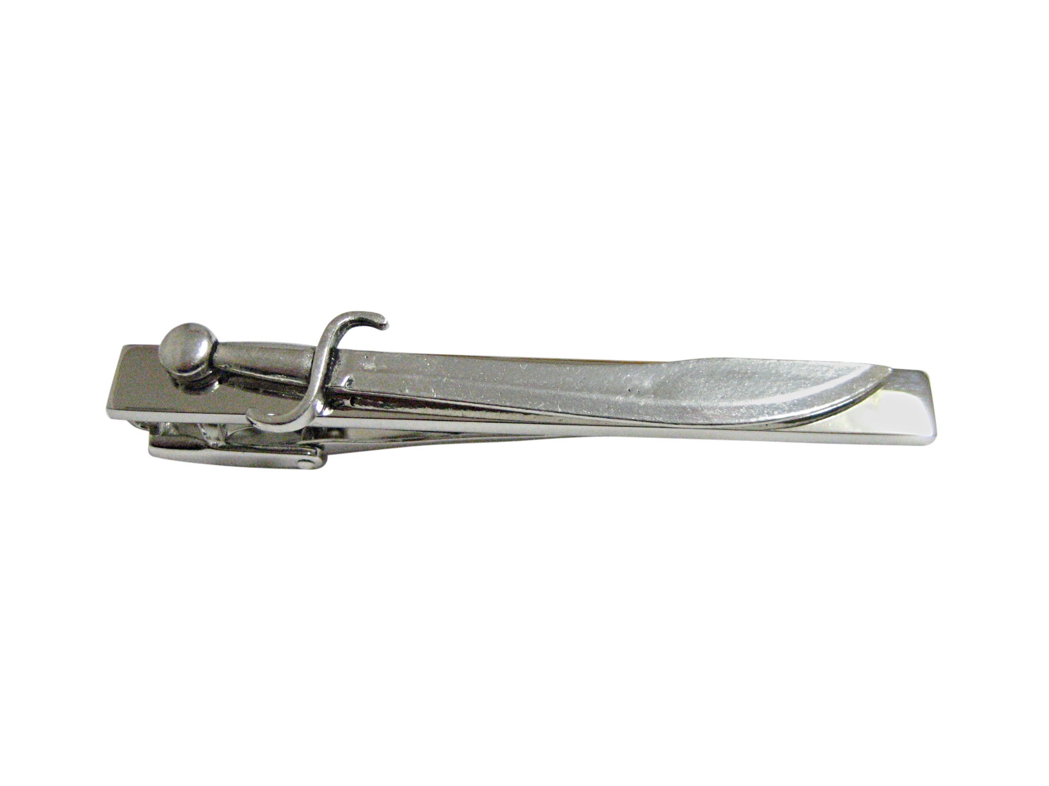 Silver Toned Scimitar Sword Square Tie Clip