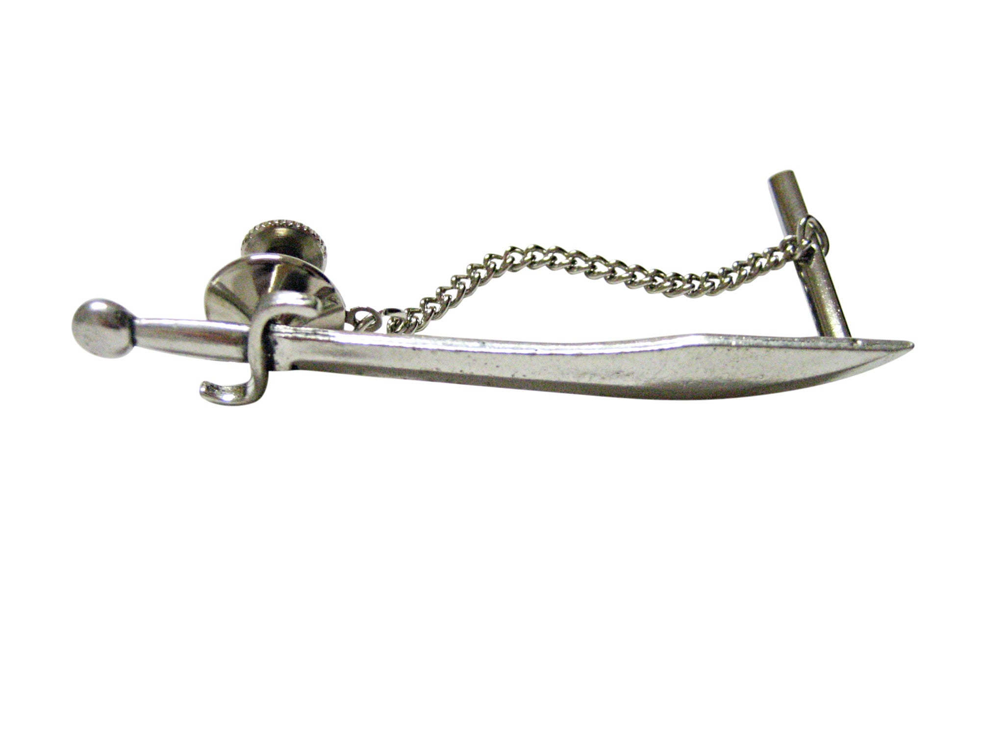 Silver Toned Scimitar Sword Tie Tack