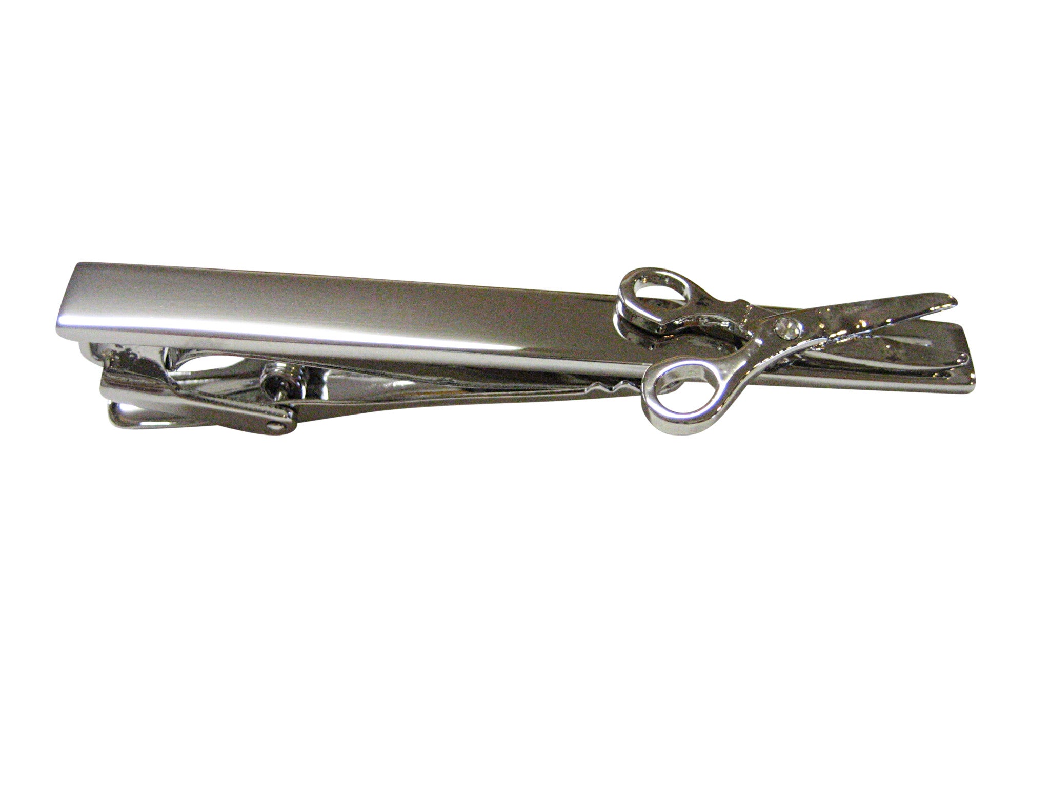 Silver Toned Scissor Square Tie Clip