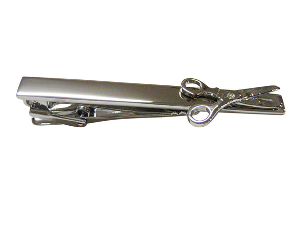 Silver Toned Scissor Square Tie Clip