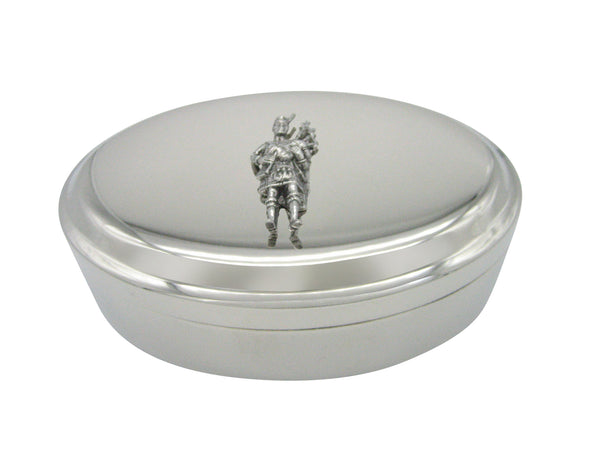 Silver Toned Scottish Bag Piper Pendant Oval Trinket Jewelry Box