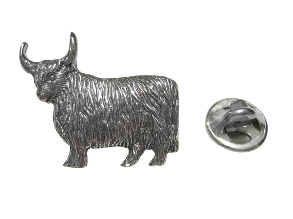 Silver Toned Scottish Highland Cow Lapel Pin