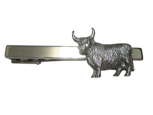 Silver Toned Scottish Highland Cow Tie Clip