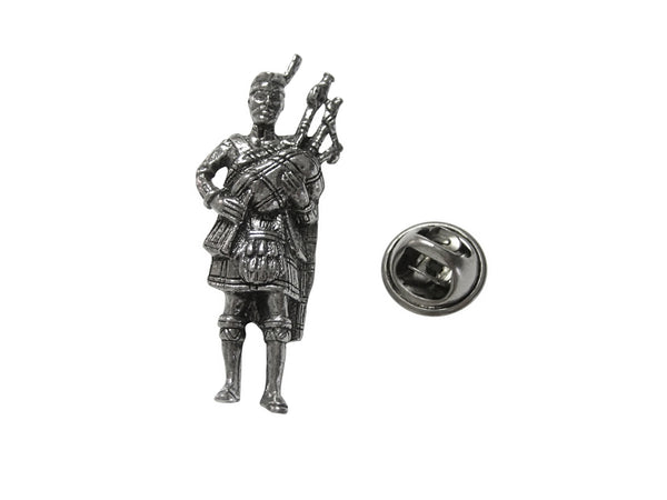 Silver Toned Scottish Piper Lapel Pin
