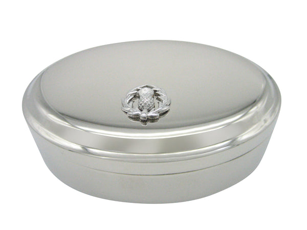 Silver Toned Scottish Thistle Pendant Oval Trinket Jewelry Box