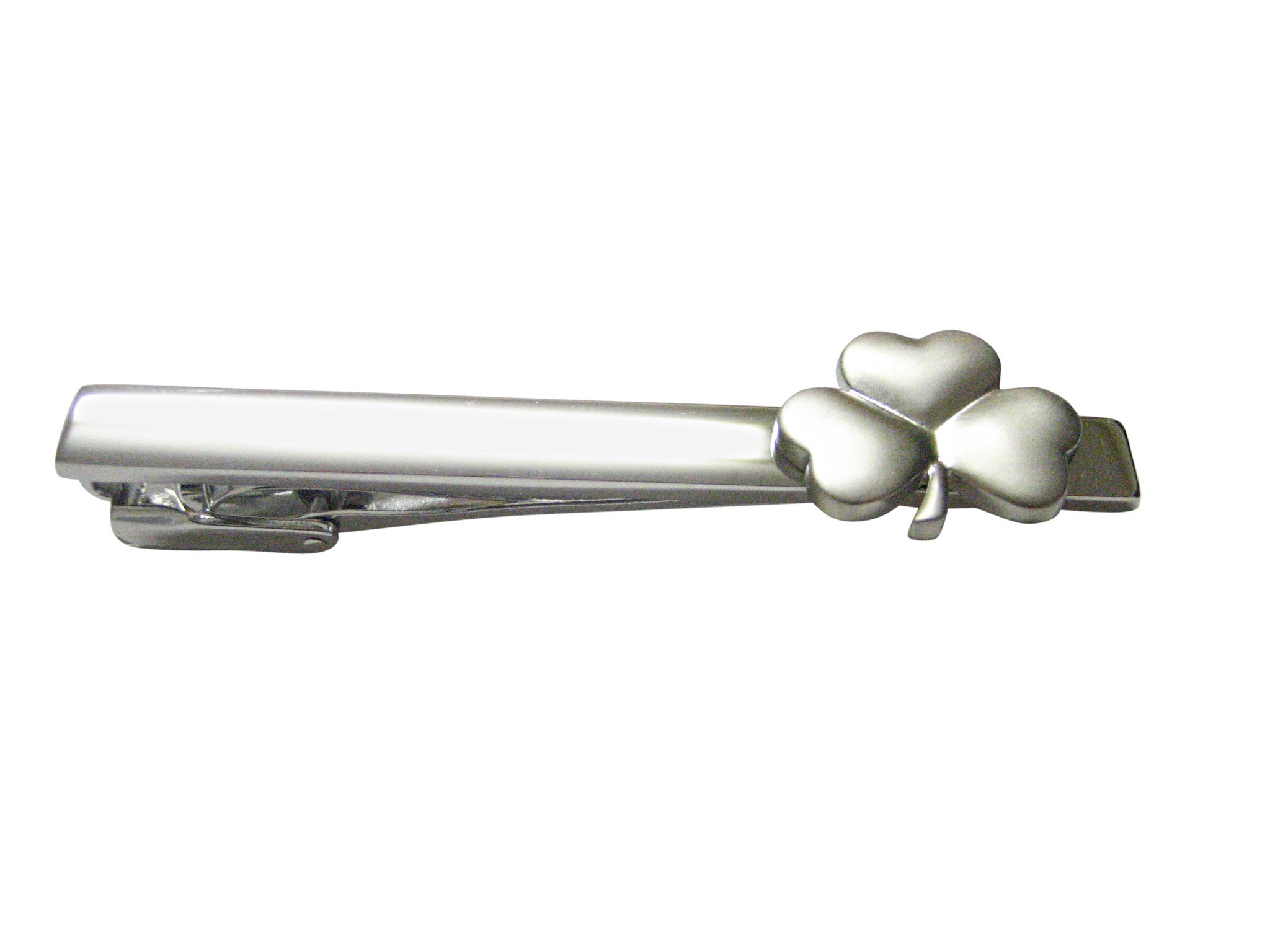 Silver Toned Shamrock Clover Square Tie Clip