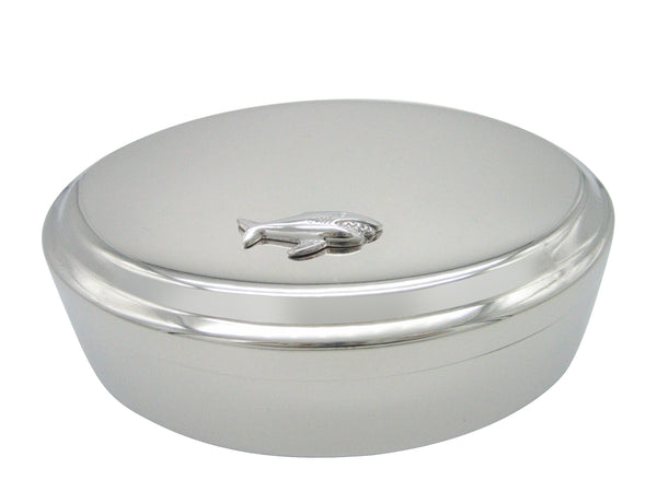Silver Toned Shark Pendant Oval Trinket Jewelry Box