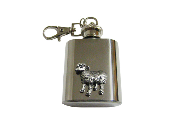 Silver Toned Sheep 1 Oz. Stainless Steel Key Chain Flask