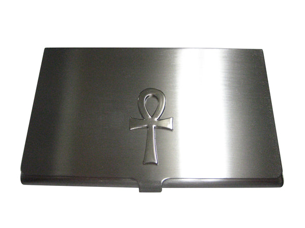 Silver Toned Shiny Ankh Business Card Holder