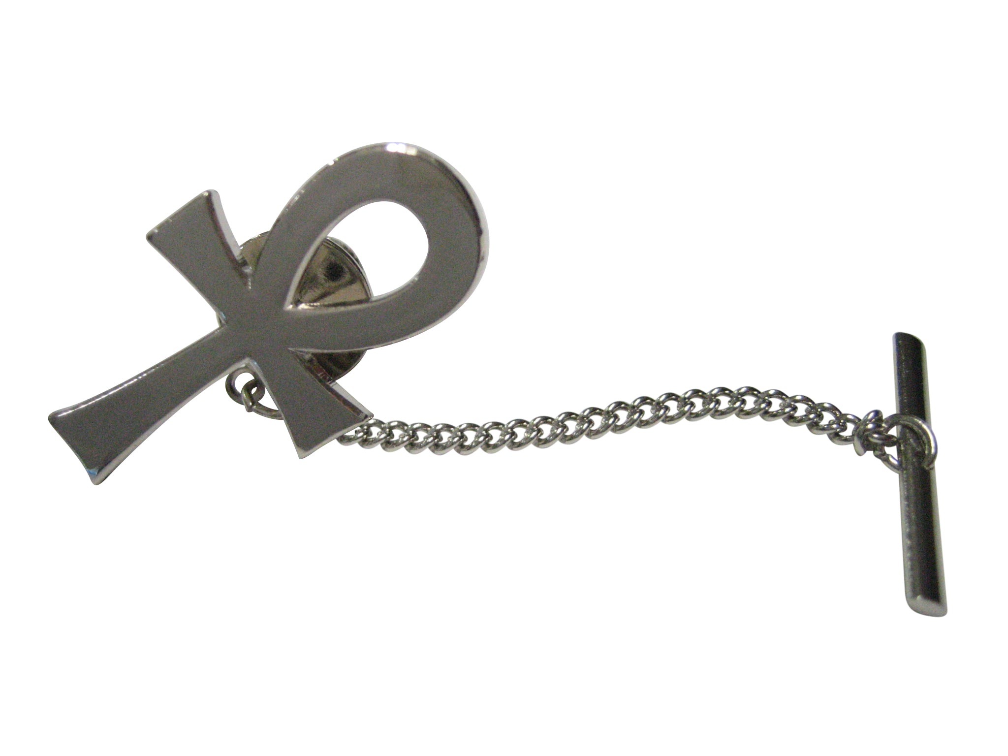 Silver Toned Shiny Ankh Tie Tack