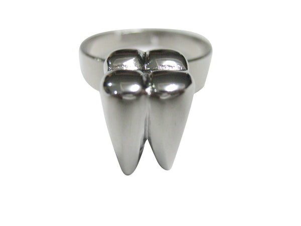 Silver Toned Shiny Dental Tooth Teeth Adjustable Size Fashion Ring