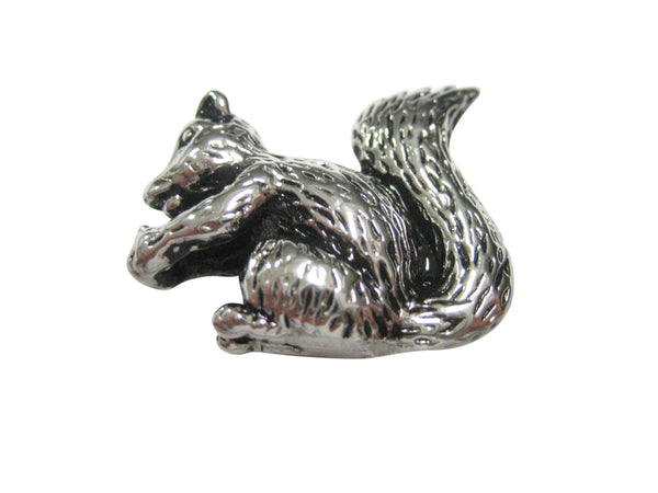 Silver Toned Shiny Detailed Squirrel Magnet