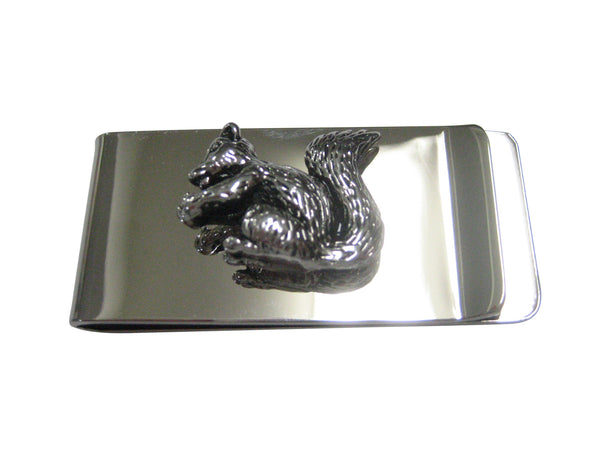 Silver Toned Shiny Detailed Squirrel Money Clip