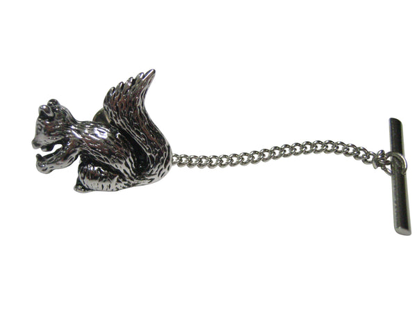 Silver Toned Shiny Detailed Squirrel Tie Tack