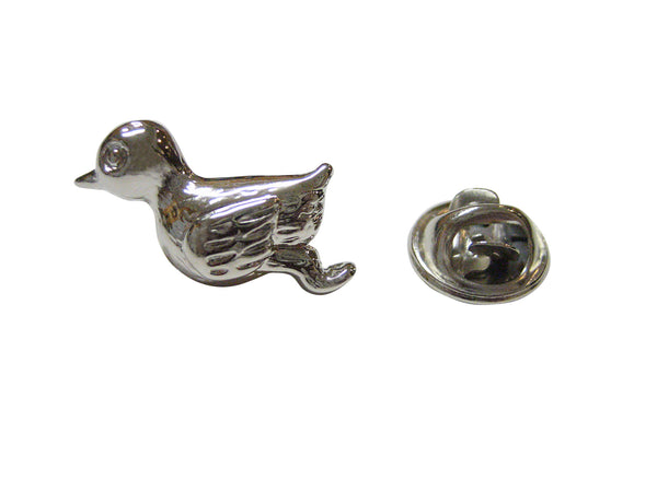 Silver Toned Shiny Duck Lapel Pin
