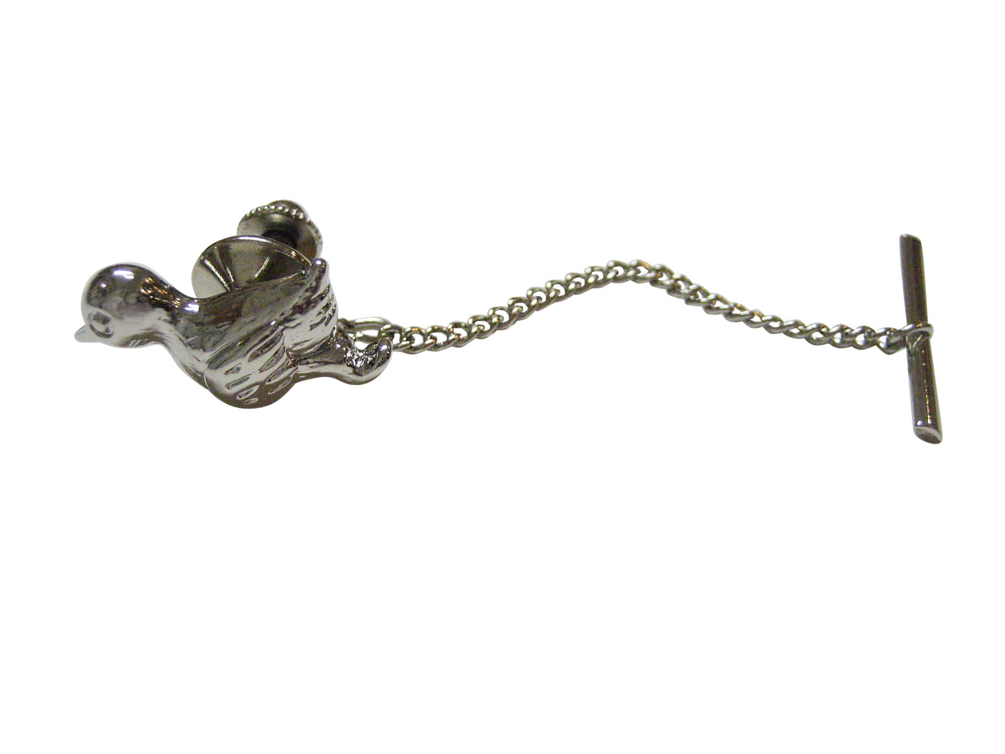 Silver Toned Shiny Duck Bird Tie Tack